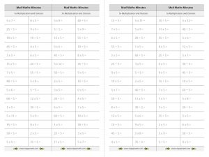 5x table multiplication and division mad maths minutes