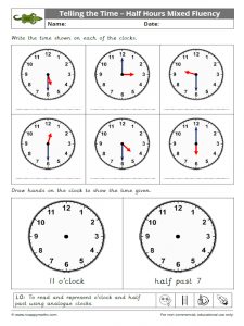 o'clock and half past mixed fluency