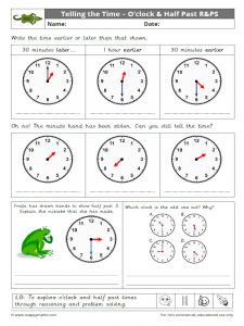 O'clock and half past reasoning and problem solving