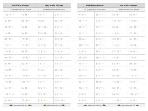 11x table multiplication and division facts mad maths minutes