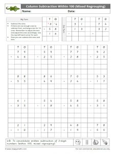 Column Subtraction Within 100 Mixed Regrouping