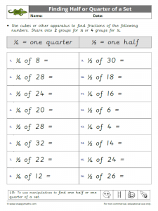 Find half or quarter of a set